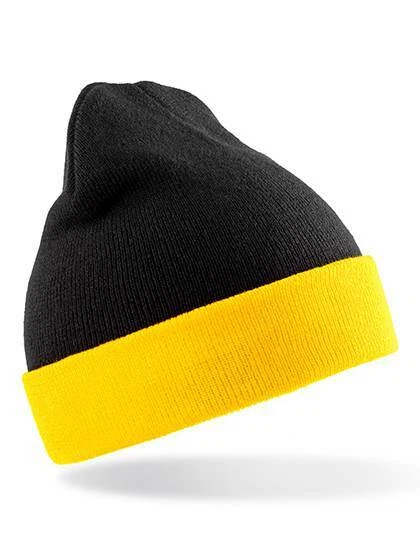 Beanie Uomo Nero Giallo Stadio Inverno Berretto Cappello Caldo Nuova