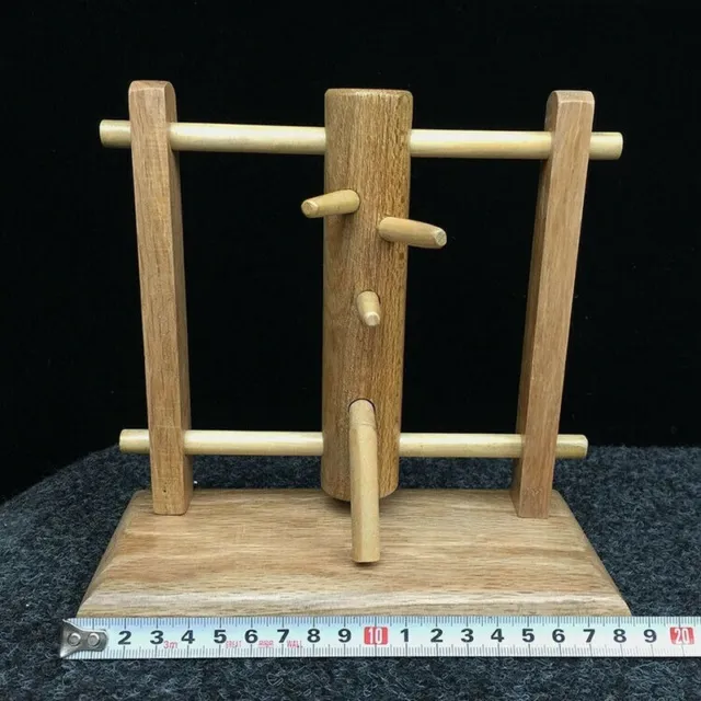 Mini Chinese Wing Chun Stake Wooden Dummy Kongfu Table Display Decor Hand Made