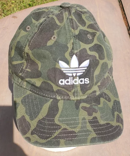 Adidas Hat Green Camo Mens Cap Camouflage Strapback Adjustable One Size Fits OSF