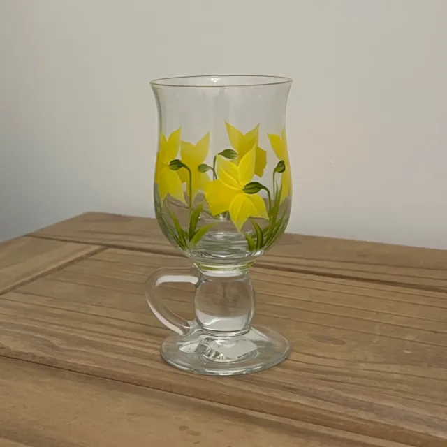 Irish Coffee Glass - Daffodil Flowers - Hand Painted in North Wales
