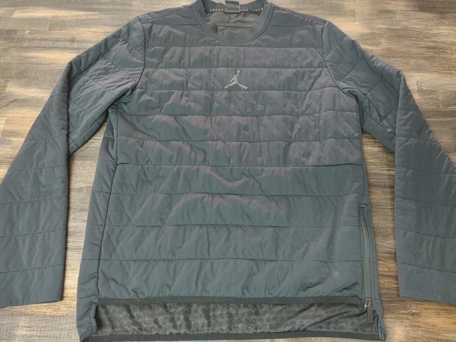 Men's Jordan Train Quilted Puffer Side Zip Pullover Jacket Shirt Black Size M