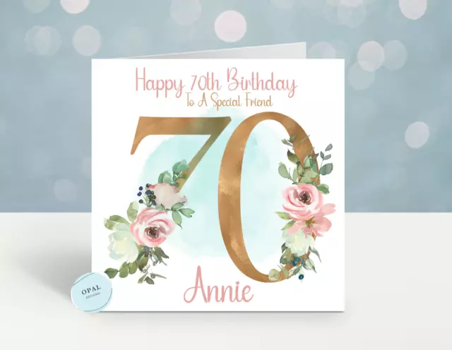 Personalised 70th Birthday card Ladies Girl Daughter Sister Friend Granddaughter