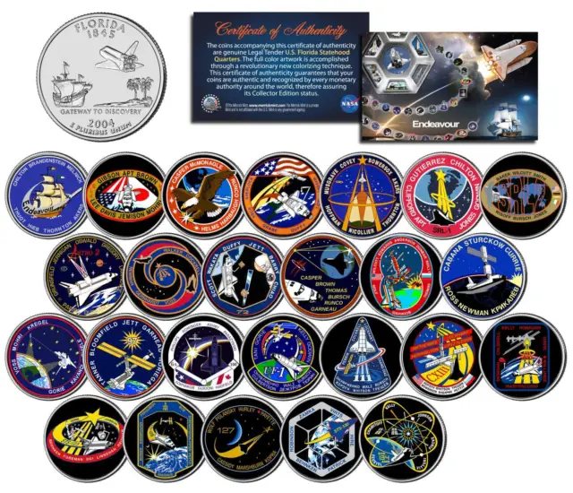 SPACE SHUTTLE ENDEAVOUR MISSIONS Colorized Florida Quarters US 25-Coin Set NASA