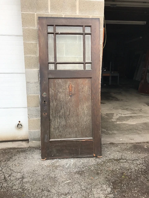 Mar 293 Antique Oak Entrance Door Beveled Glass 36 1/8 x 83 x 1.75 Arts Crafts