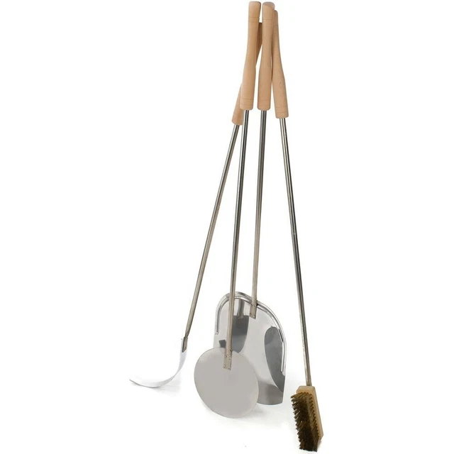 Set Pales Pizza Pain Pour Four A Bois Kit Complet 4 Pièces Acier Inoxydable 90cm