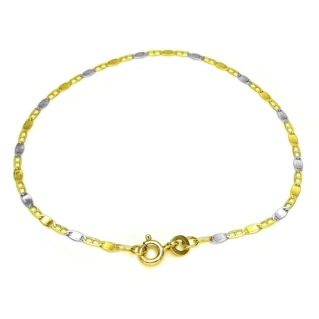 Bracelet Gourmette En Acier Inoxydable Plaqué Or Jaune 8K - Longueur 19,50 Cm - Occasion
