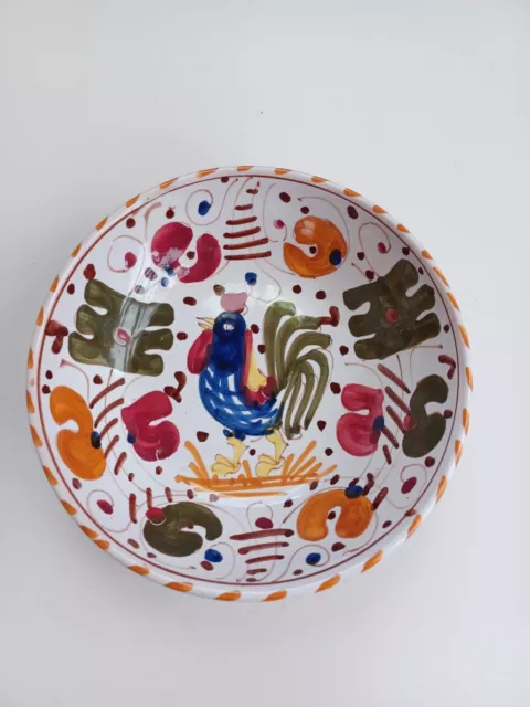 Deruta Hand Painted Folk Art Rooster Italian Pottery dish/bowl