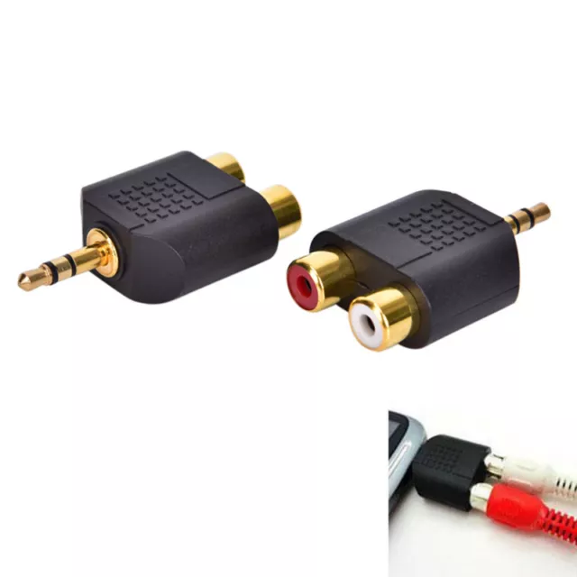 Adaptador RCA Twin Phono Y divisor estéreo macho de 3,5 mm a 2