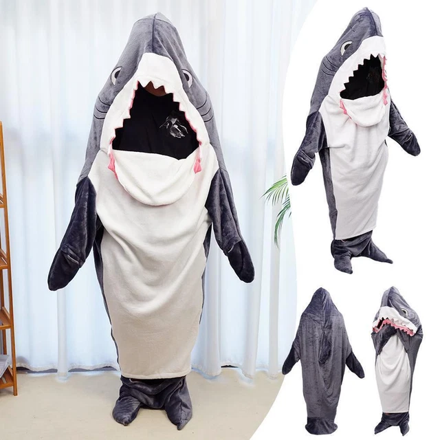 Coperta squalo indossabile cosplay con cappuccio flanella squalo addormentato animale M2B3