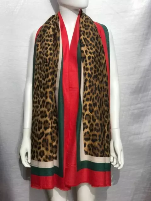 Leopard Print Scarf Ladies Winter Shawl Cashmere Stole Blanket Women Wrap Animal