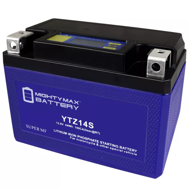 Mighty Max YTZ14S Lithium Battery compatible with Bikemaster MS12-14ZS