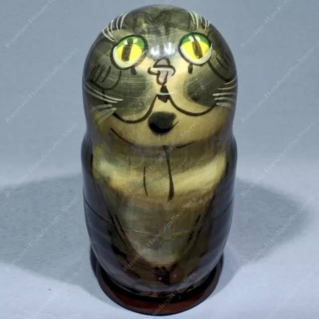 6& CATS RUSSIAN Matryoshka Babushka Nesting Dolls Hand Painted 5Pcs £42