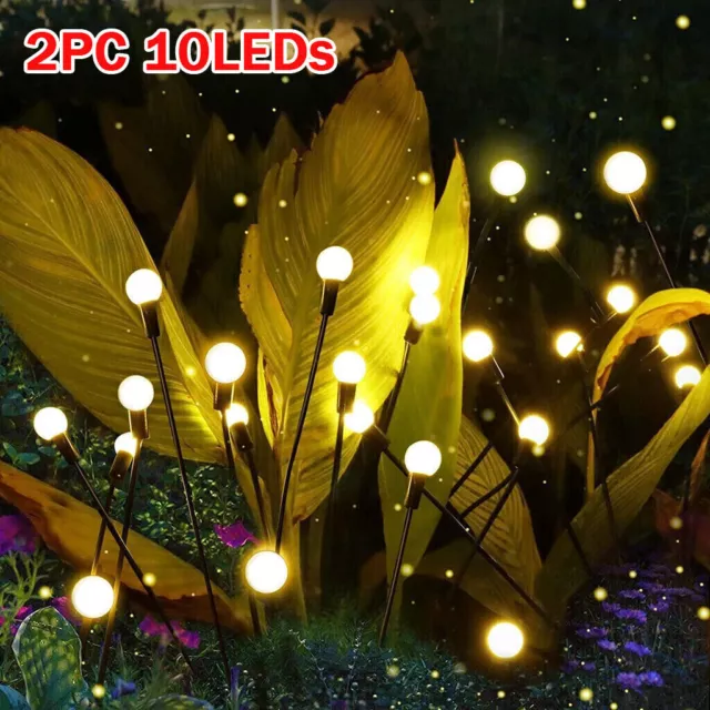 2 Glühwürmchen Leuchte Solar 10LED Gartenlichter Wasserdicht Firefly Solarlampen