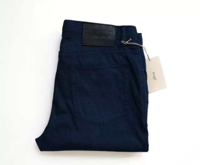 $675 BRIONI Midnight Blue Thin Stretchy Cotton Blend Jeans Pants 32 US 48 Euro