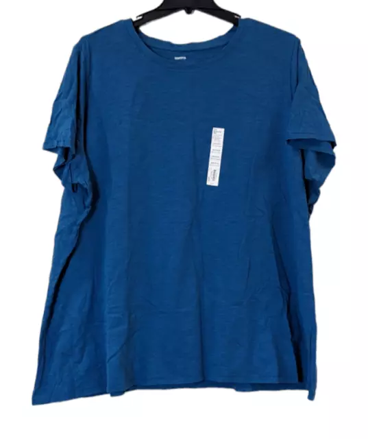 Sonoma Womens 4X Seton Blue T-Shirt Solid Crew Neck Short Sleeve Pure Cotton