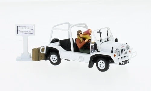 Miniature Voiture Mini Moke Blanche - Échelle 1/43 - Avec 2 Figurines - Vitesse Réf 21155