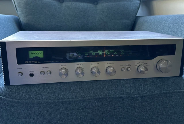 VINTAGE ROTEL RX-152 Stereo Receiver 1970s Silver Face Wood Case Works ...