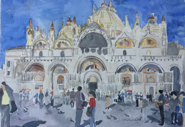 Venice, Italy, St. Mark's Square Ii/ Orig. Watercolor/ 12"H X 16"W /Mimi Davis