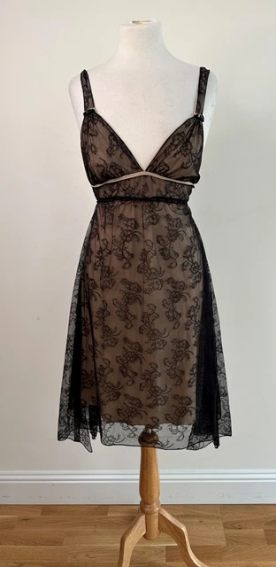 Bellissimi Vestiti Da Notte Vintage Anni '90 Vicki Martin Nero Pizzo Lingerie