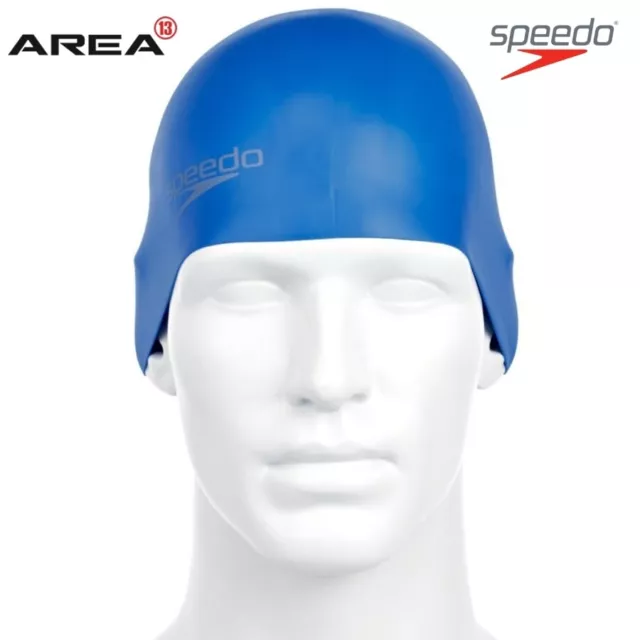 Speedo Plain Moulded Silicone Swim Cap - Neon Blue, Silicon Swimming Cap, Swim C