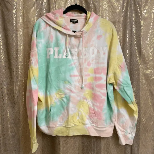 Playboy by Pacsun Women’s XS Multi Colored Tie Dye Pullover Sweatshirt Hoodie