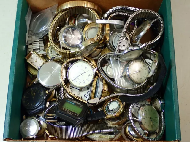 Large Lot Of Vintage Timex Wristwatch Watch Movement Band Parts Repair