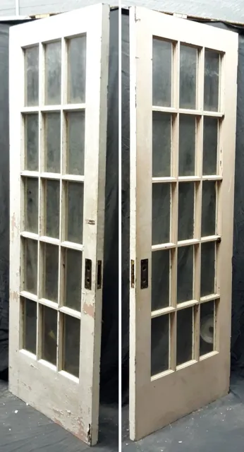 31.5"x83.5"x1.75" Antique Vintage Old Wood Wooden French Door Window Wavy Glass 3