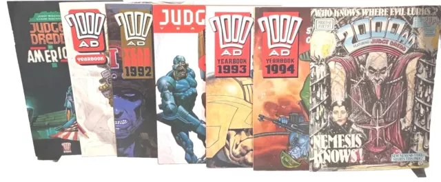 Menge 7 Judge Dredd Vintage 2000 AD Grafik Kunst Magazin Comic Romane 1987-95