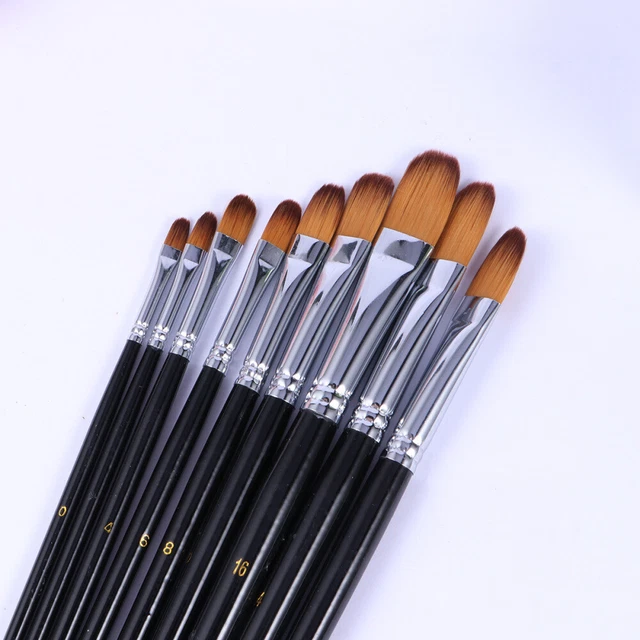 9 Pcs Acrylic Brush Set Canvas Sets Black Pens Drawing Pointy 2