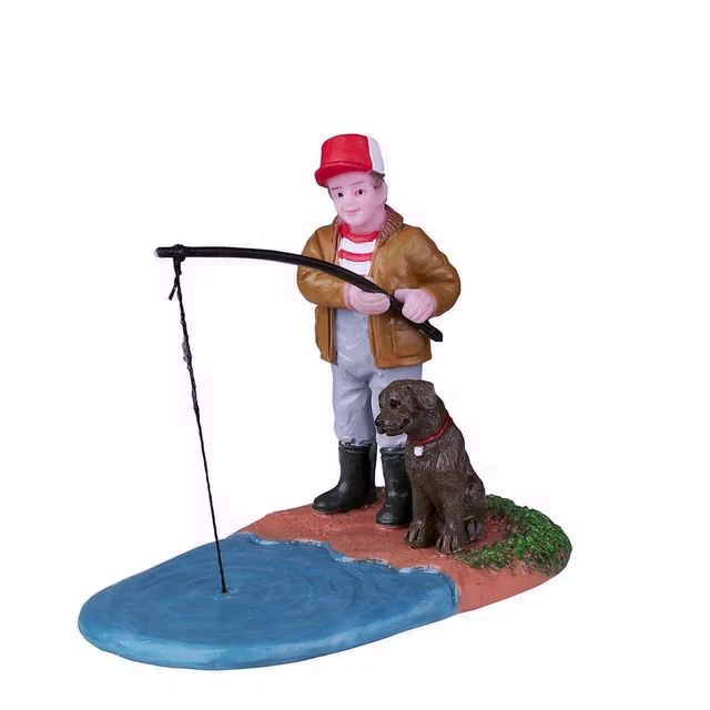 Lemax 2022 Gone Fishin Vail Village #22131 Dog Winter Sports Local Lake A catch