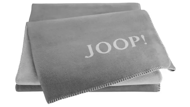 Joop! Kuscheldecke 150 x 200 cm Baumwolle zweifarbig Wohndecke Wendedecke Grau