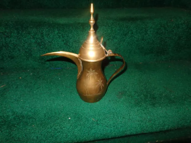 11 Inch Vintage Hand Made Brass Tea Pot  Dirham U. A. E. Never Used Nice # 535