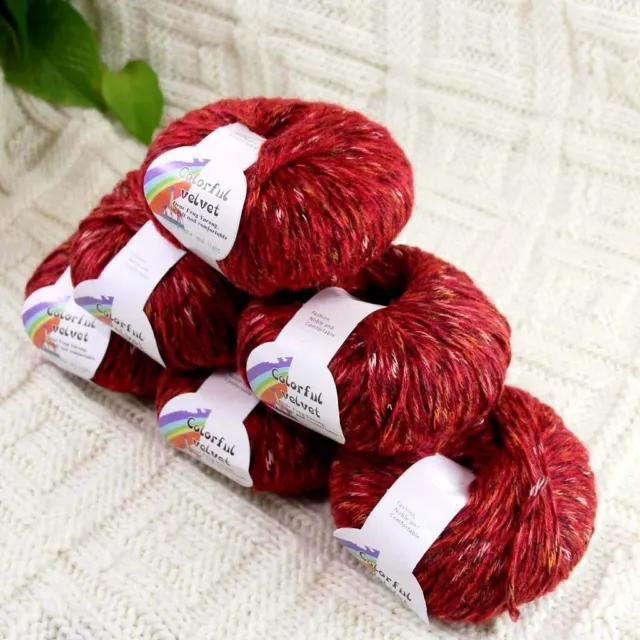 Sale 6BallsX50g Fluffy Soft Colorful Velvet Rugs Shawls HandKnit Crochet Yarn 11