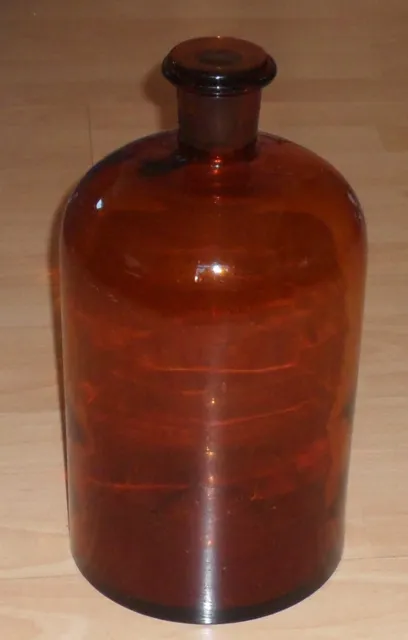 Alte Apothekerflasche braunes Glas rund mit Stopfen Gefäss Dekoration Vase