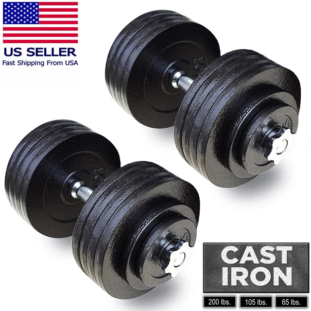 Adjustable Cast Iron Dumbbell Sets 40-200LBS Weights Set Home Gym Strength