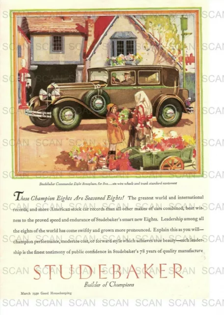 1930 Studebaker Vintage Magazine Ad  'Builder of Champions'