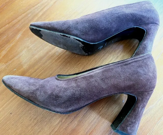 VINTAGE 70S YVES Saint Laurent Chunky Heels /Suede Leather YSL Shoes $8 ...