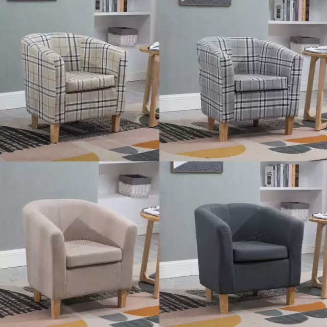 WestWood Linen Fabric Tub Chair Armchair Dining Living Room Lounge Office TC03