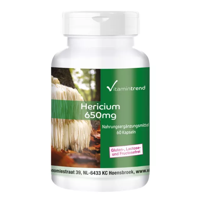 Hericium 650 mg - 60 capsule polvere di funghi - fungo medicinale -...