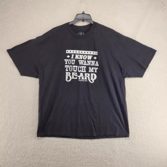Men's Cartel Ink 3XL T-shirt I Know You Want To Touch My Beard Black 100% Cotton