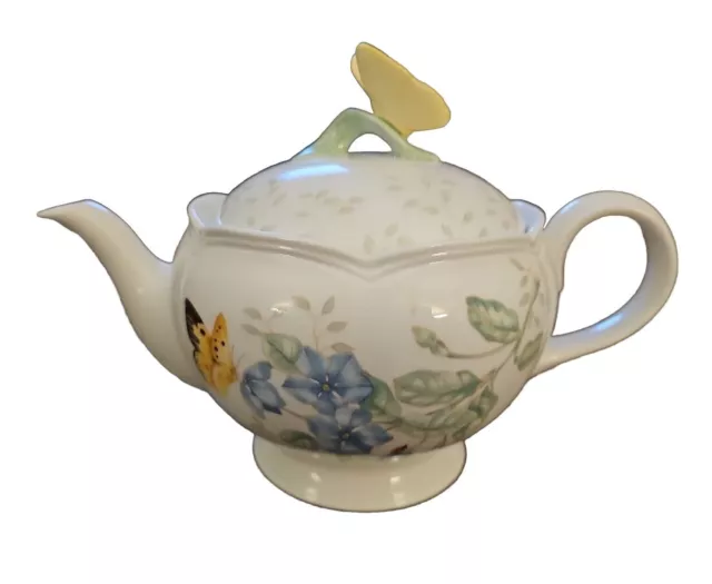 Lenox "Butterfly Meadow" Teapot W/ Lid, Multicolor Butterflies, Flowers