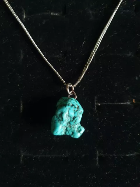 *5.2-grams* Natural Turquoise Nugget Pendant & 925 Silver Necklace (Rolo Link)