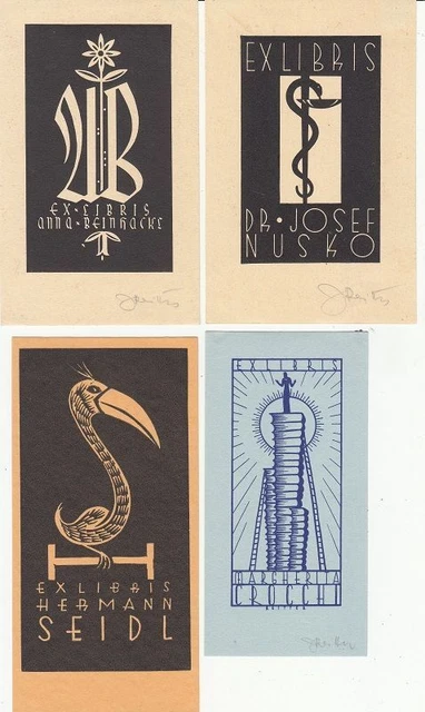 4 Exlibris Bookplate Jörg Reitter 1898-1944 Konvolut Lot 3