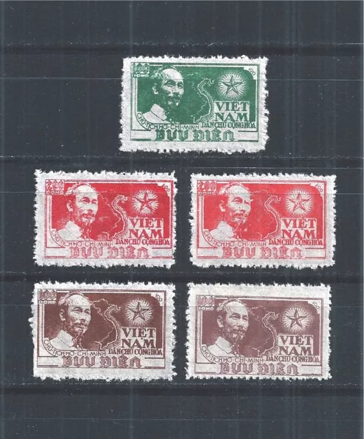 VIETNAM 1951 MiNr: 4 - 6 ** MNH FREIMARKEN ISSUE HO CHI MINH SET 5 COLORS