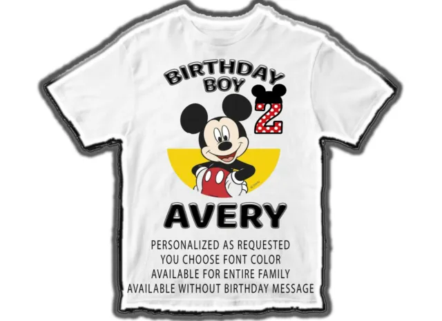Mickey Mouse Birthday T Shirt For Kids Boy Girl Youth Party Tshirt Tee Custom