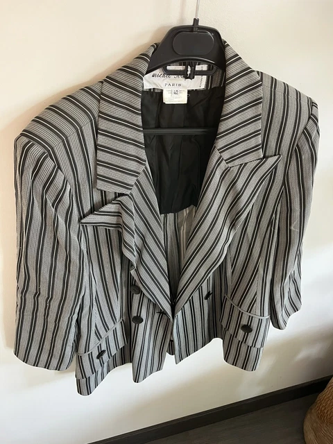 VESTE BLAZER FEMME Taille 42 Noir Et Blanche Rayures Michel Soligny Parfait Etat EUR 18 00 PicClick FR