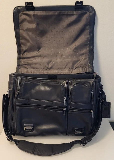 TUMI Leather Laptop Briefcase Work Alpha Crossbody 3