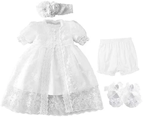 Bow Dream Christening Gown Baby Girl Lace Toddler White Special Occasion Dresses