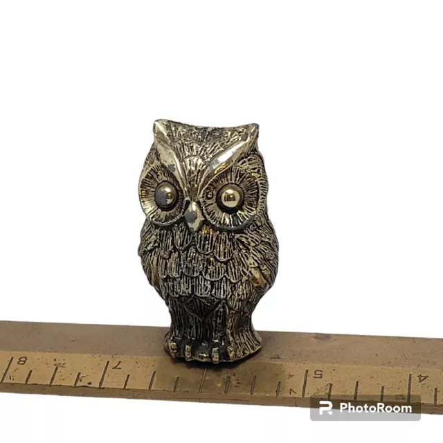 Vintage Owl Brass 12 Inch Ruler Bird Statue Art Horned Owlet