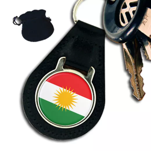 Kurdistan Kurdische Flagge Leder Schlüsselring / Schlüsselanhänger Geschenk